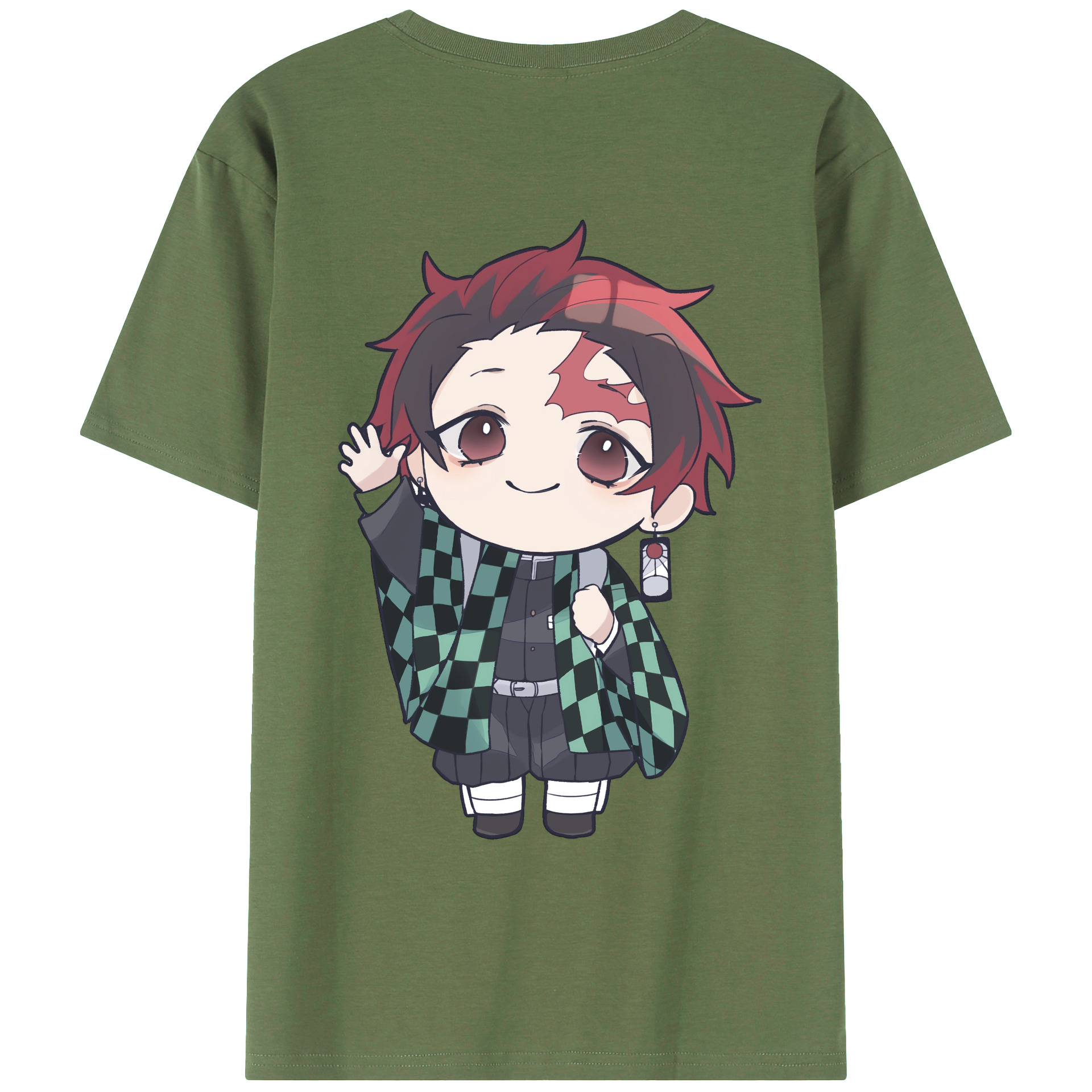 （画像用） 鬼滅の刃 竈門 炭治郎／かまど たんじろう Kamado Tanjirou 綿100％ メンズ半袖Tシャツ（バックプリント） 通気性